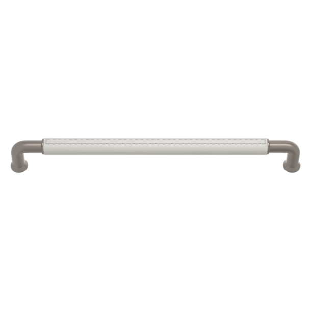 Turnstyle Designs Cabinet handles - white leather / Nickel satin - Model RF1512
