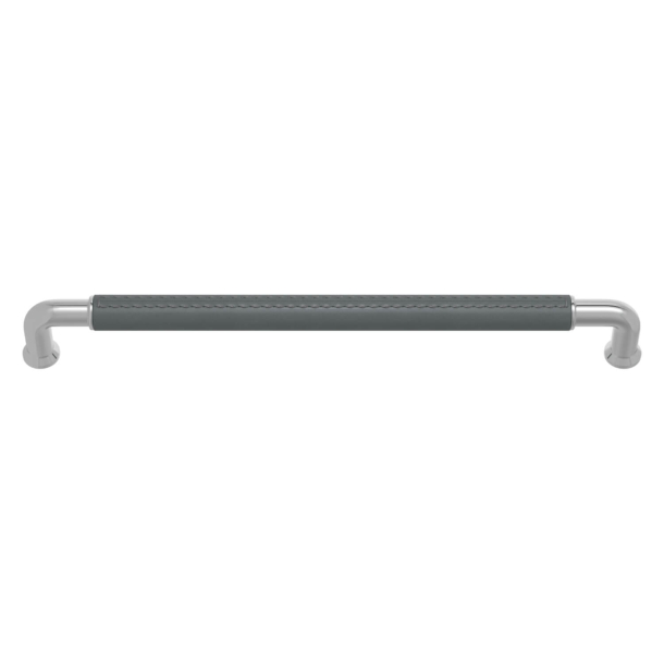 Turnstyle Designs Cabinet handles - slate gray leather / Bright chrome - Model RF1512