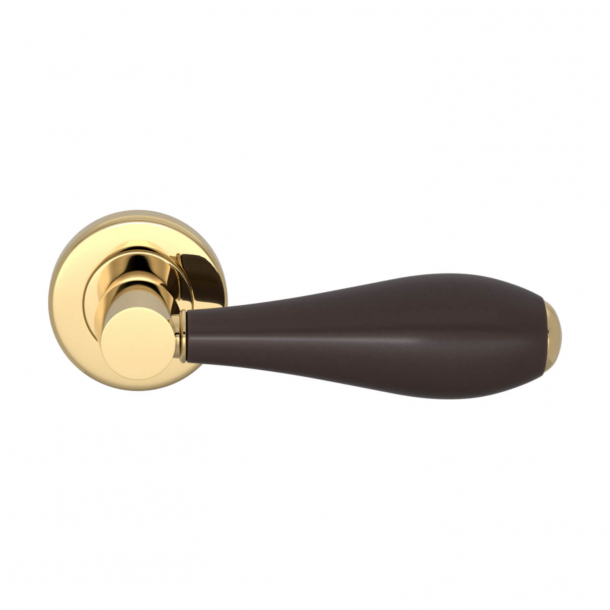 Turnstyle Design Door handle - Amalfine - Cocoa / Polished brass - Model D1002