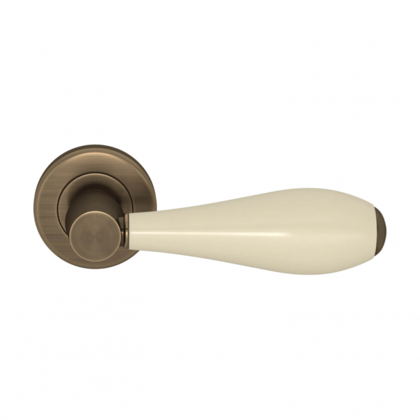 Klamka do drzwi - Turnstyle Design - Amalfine - W kolorze mlecznym / Antyczny mosi&#261;dz - Model D1002