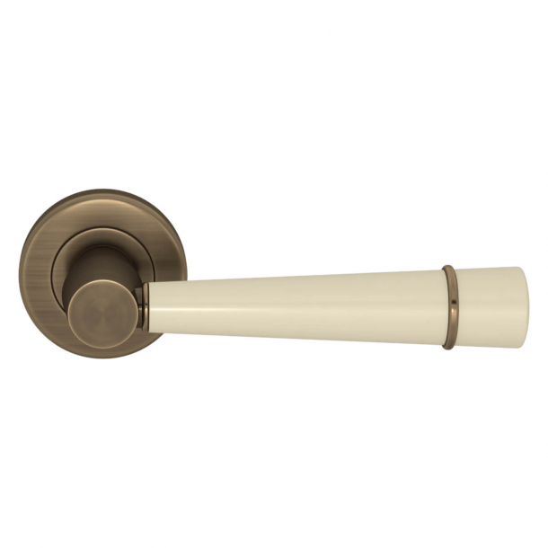 Turnstyle Design Door handle - Amalfine - Bone  / Antique brass - Model D3240
