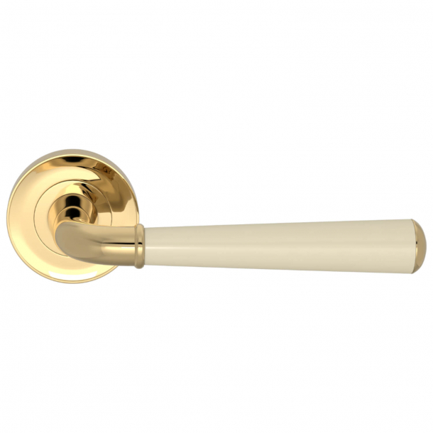 Klamka do drzwi - Amalfine - W kolorze mlecznym/ Polerowany mosi&#261;dz - Turnstyle Design -Model DF3015