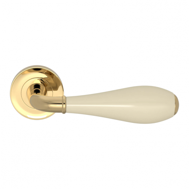 Klamka do drzwi - Amalfine - W kolorze mlecznym/ Polerowany mosi&#261;dz - Turnstyle Design-Model DF3025