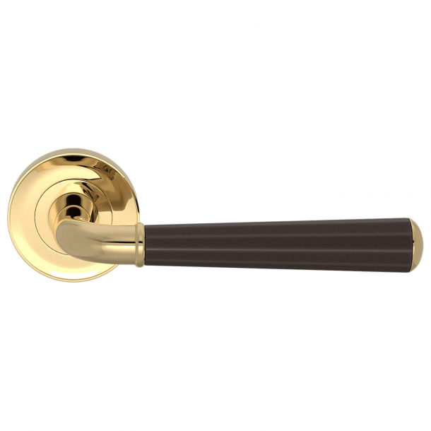 Door handle - Turnstyle Design - Amalfine - Cocoa / Polished brass - Model DF3270