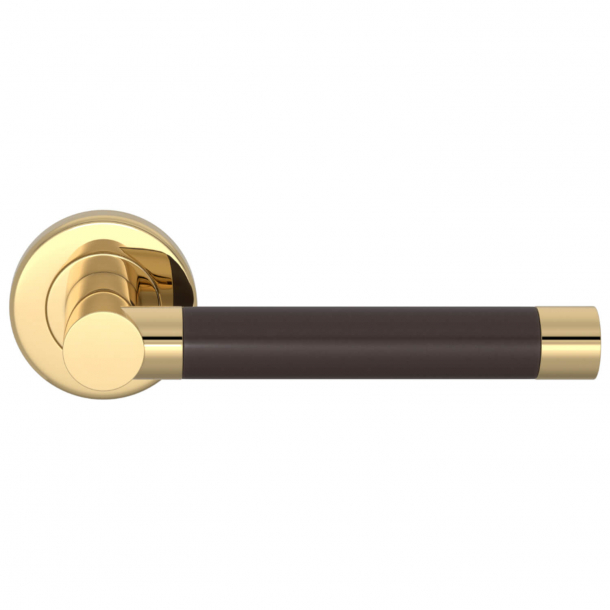 Turnstyle Design Door handle - Cocoa / Polished brass - Model P1333