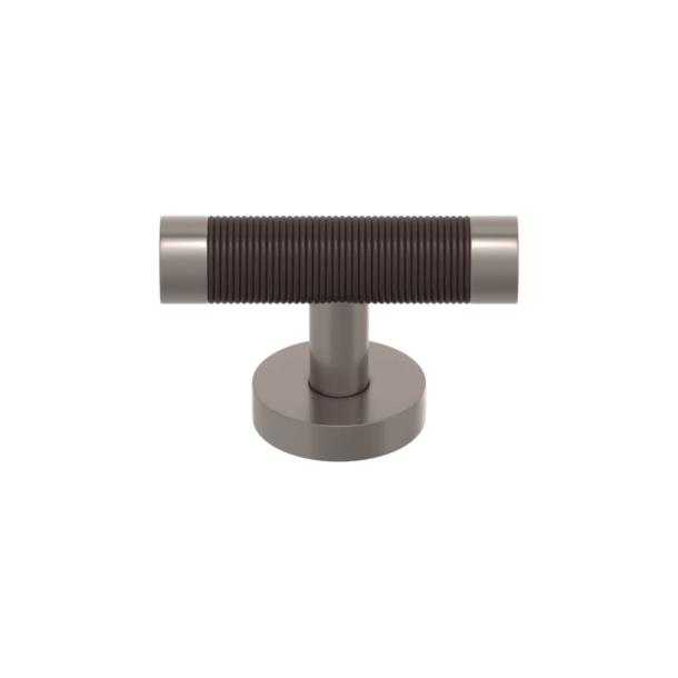 T-bar cabinet handle - Satin nickel / Cocoa colored Amalfine - Model P3036
