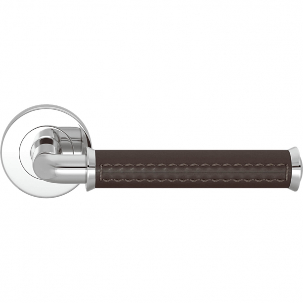 Turnstyle Design Door handle - Chocolate leather / Bright chrome - Model QL2004