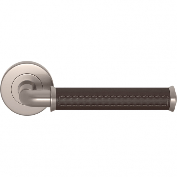 Turnstyle Design Door handle - Chocolate leather / Satin nickel - Model QL2004