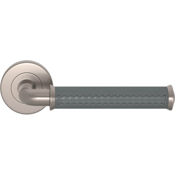 Turnstyle Design Door handle - Slate gray leather / Satin nickel - Model QL2004