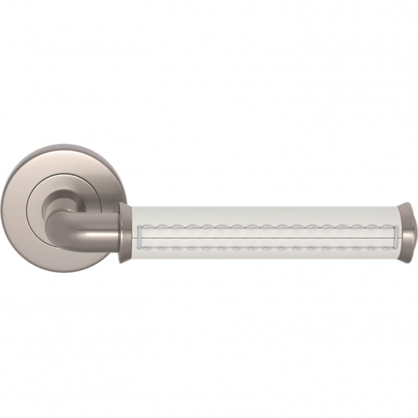 Turnstyle Design Door handle - White leather / Satin nickel - Model QL2004