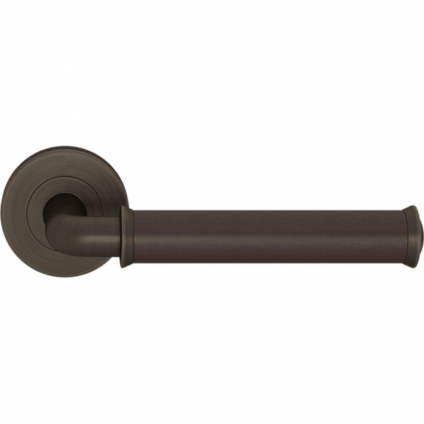 Turnstyle Designs Door handle - Chocolate leather / Vintage patina - Model QL2242
