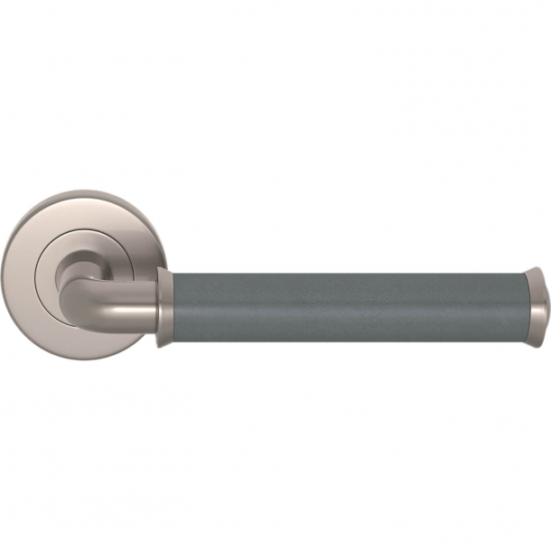 Turnstyle Design Door handle - Slate gray leather / Satin nickel - Model QL2242