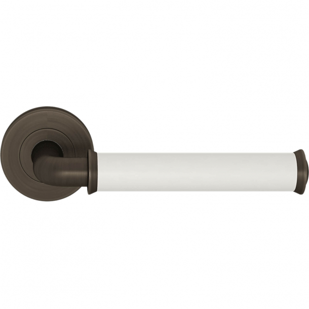 Turnstyle Design Door handle - White leather / Vintage patina - Model QL2242