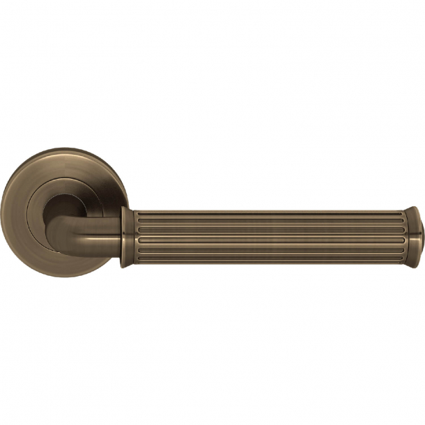 Door Handle - Fine antique brass - Turnstyle Design - Norton Pipe Solid - Model QS2020