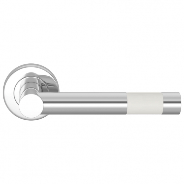 Turnstyle Design Door Handle - White  Leather / Bright chrome - Model R1020