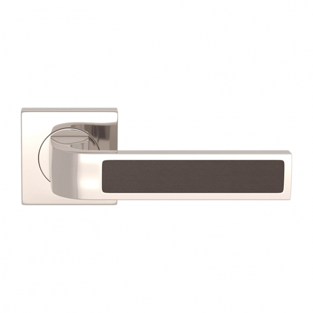 Turnstyle Design Door handle - Chocolate leather / Polished nickel - Model R1022