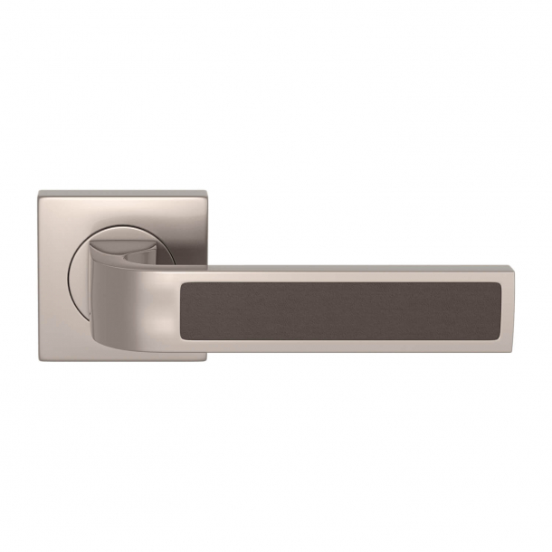 Turnstyle Design Door handle - Chocolate leather / Satin nickel - Model R1022
