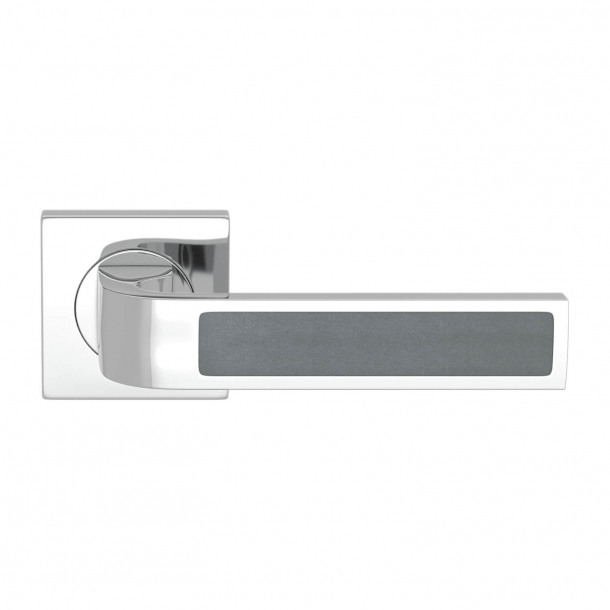 Turnstyle Design Door handle - Slate gray leather / Bright chrome - Model R1022