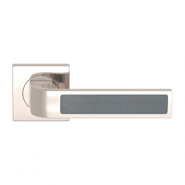 Turnstyle Design Door handle - Slate gray leather / Polished nickel - Model R1022