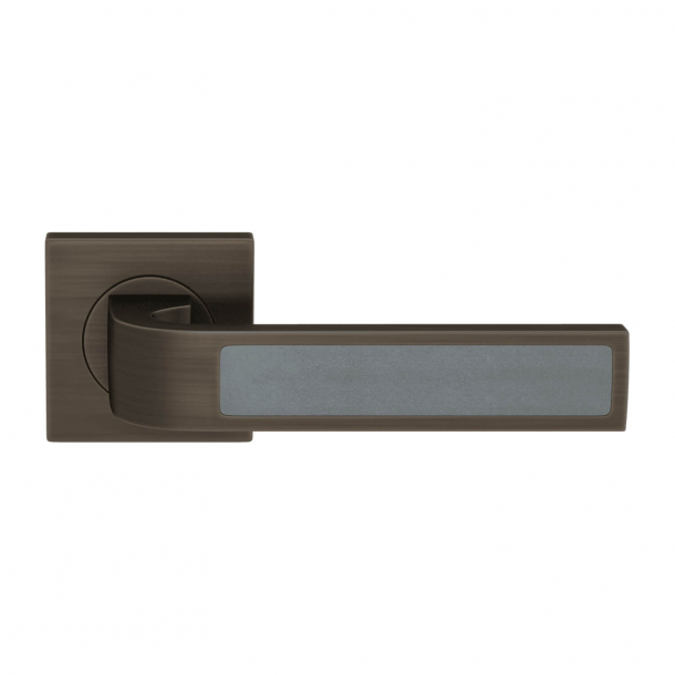 Turnstyle Design Door handle - Slate gray leather / Vintage patina - Model R1022