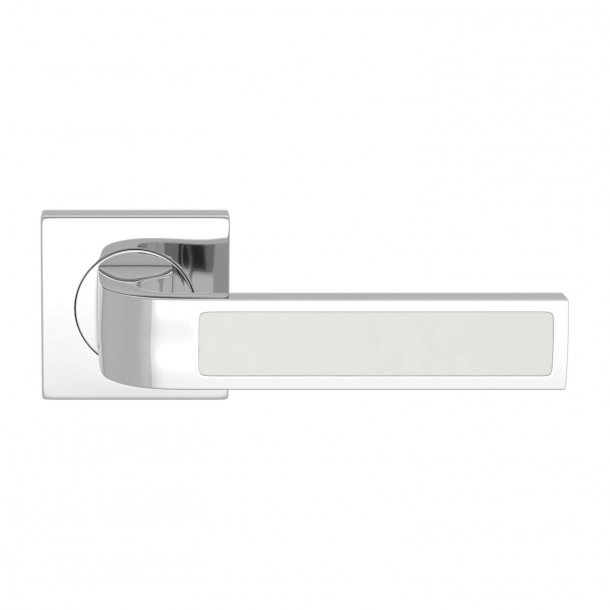 Turnstyle Design Door handle - White leather / Bright chrome - Model R1022