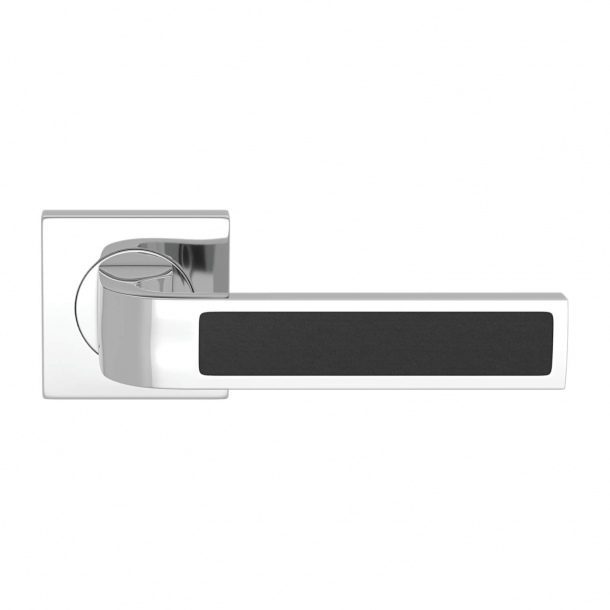 Turnstyle Design Door handle - Black leather / Bright chrome - Model R1022