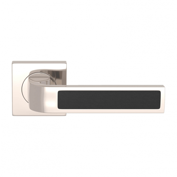 Turnstyle Design Door handle - Black leather / Polished nickel - Model R1022