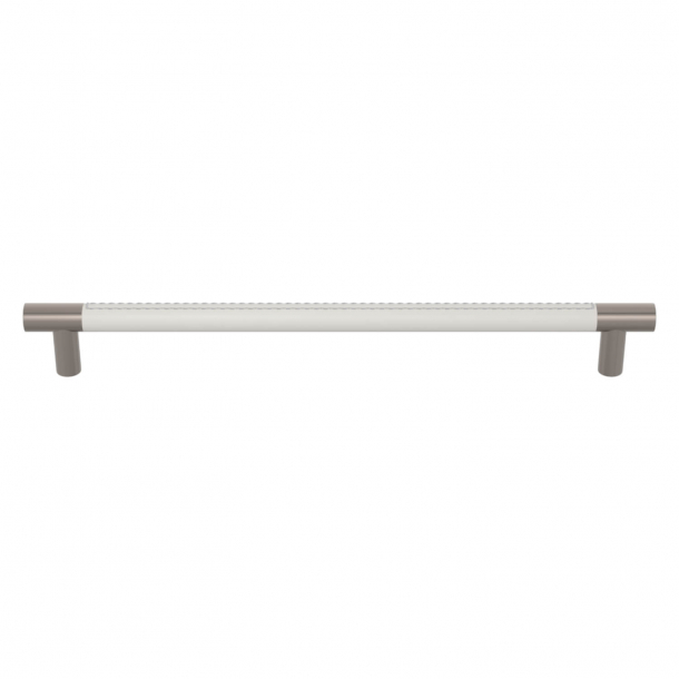 Turnstyle Designs Cabinet handles - White leather / Satin nickel - Model R1512