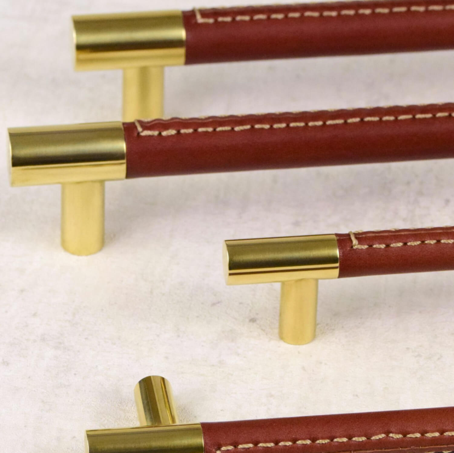 Turnstyle Design Cabinet Handle - Stitch out - Leather - Model R1910