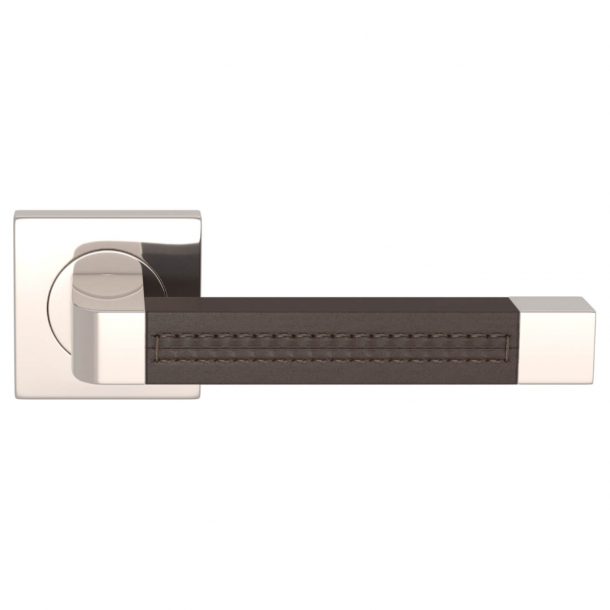 Turnstyle Design Door handle - Chocolate leather / Polished nikkel - Model R1941