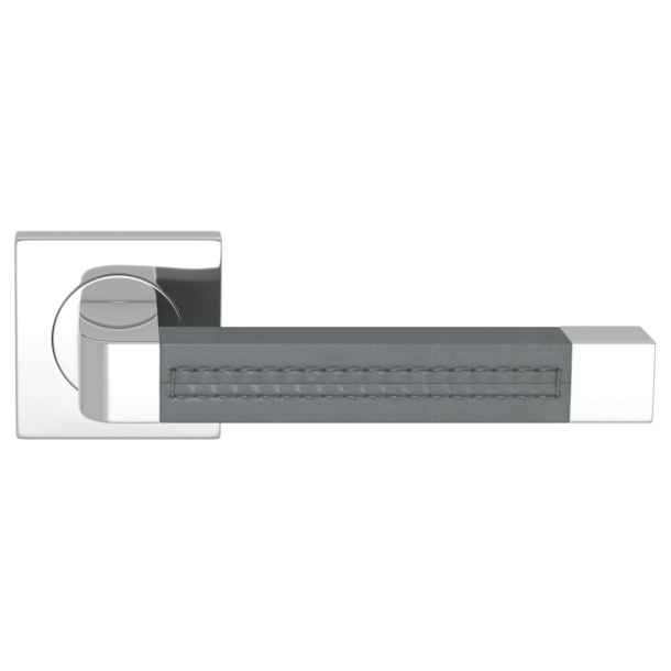Turnstyle Design Door handle - Slate gray leather / Bright chrome - Model R1941