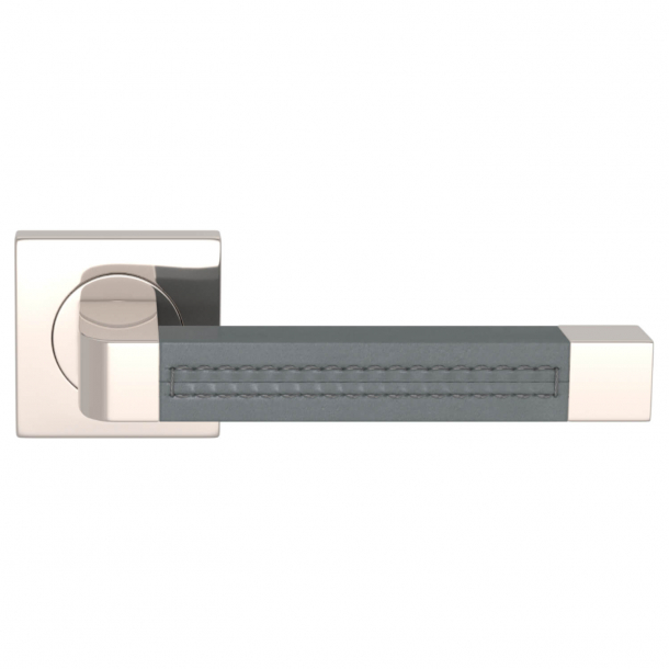 Turnstyle Design Door handle - Slate gray leather / Polished nikkel - Model R1941