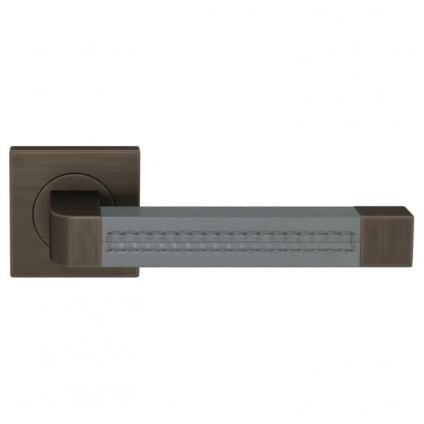 Turnstyle Design Door handle - Slate gray leather / Vintage patina - Model R1941