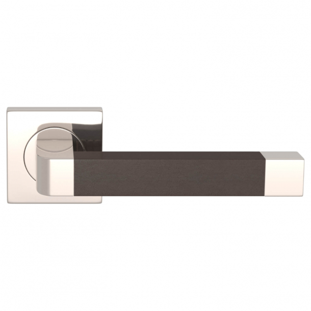 Turnstyle Design Door handle - Chocolate leather / Polished nickel - Model R2030