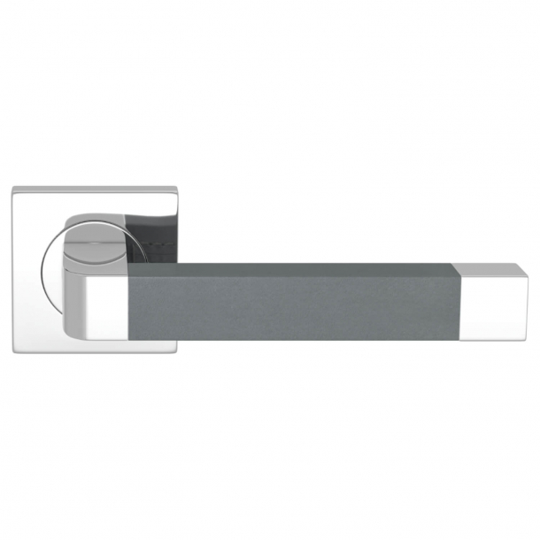 Turnstyle Design Door handle - Slate gray leather / Bright chrome - Model R2030