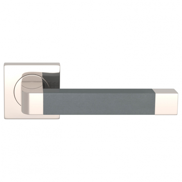 Turnstyle Design Door handle - Slate gray leather / Polished nickel - Model R2030