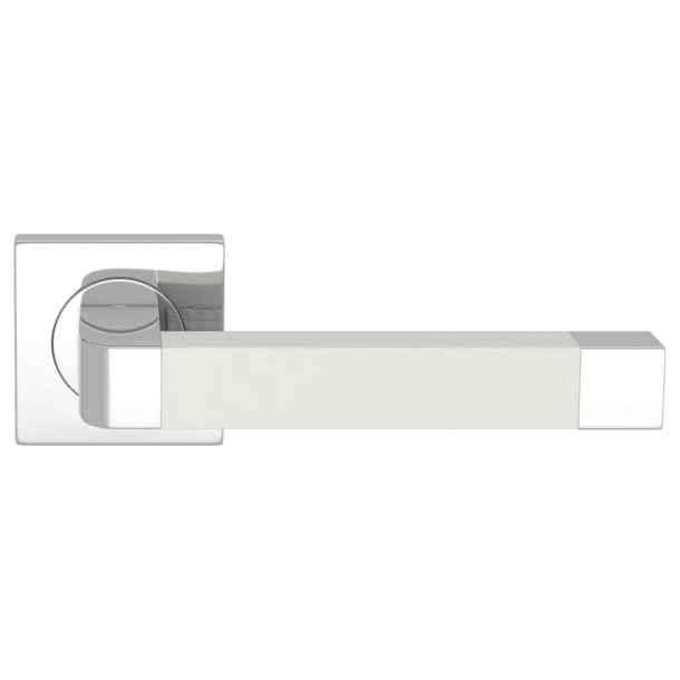 Turnstyle Design Door handle - White leather / Bright chrome - Model R2030