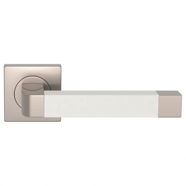 Dørgreb - Turnstyle Designs - Hvidt læder / Satin nikkel - Model R2030
