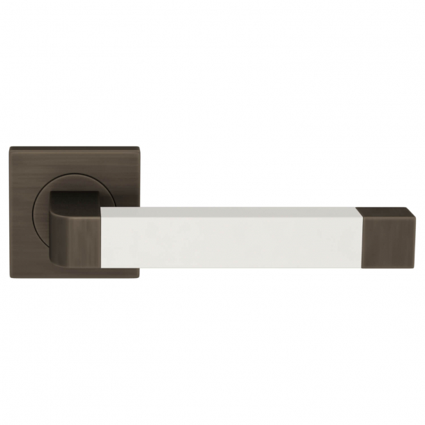 Turnstyle Design Door handle - White leather / Vintage patina - Model R2030
