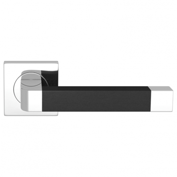 Turnstyle Design Door handle - Black leather / Bright chrome - Model R2030