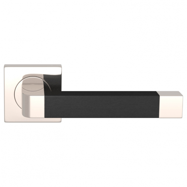 Turnstyle Design Door handle - Sort leather / Polished nickel - Model R2030