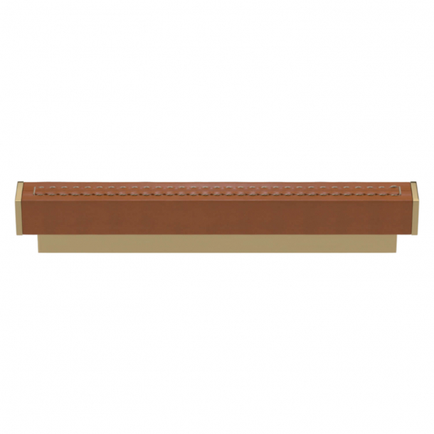 Turnstyle Designs Cabinet handles - Tan leather / Polished brass - Model R2234