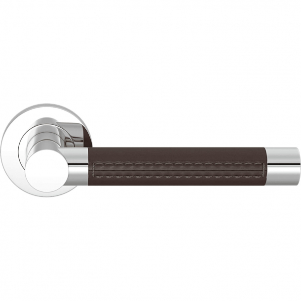 Turnstyle Design Door handle - Chocolate leather / Bright chrome - Model R3073