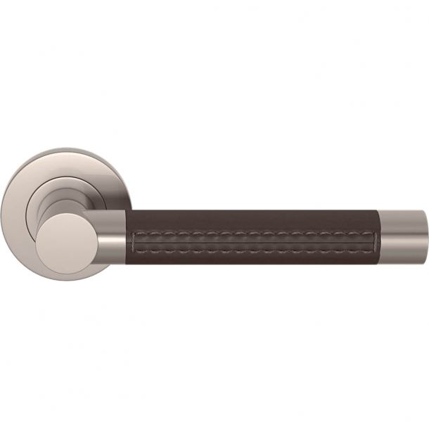 Turnstyle Design Door handle - Chocolate leather / Satin nickel - Model R3073
