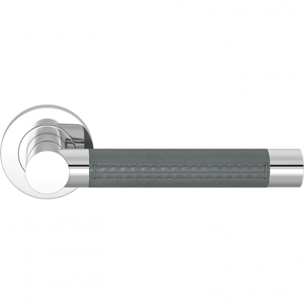 Turnstyle Design Door handle - Slate gray leather / Bright chrome - Model R3073