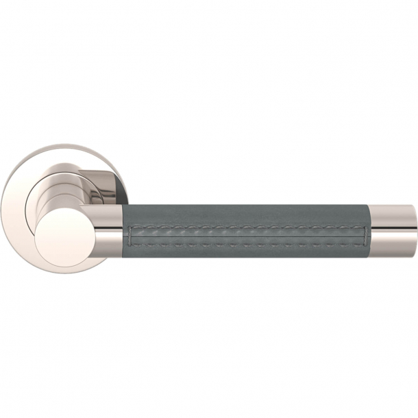 Turnstyle Design Door handle - Slate gray leather / Polished nickel - Model R3073