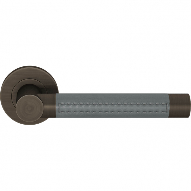 Turnstyle Design Door handle - Slate gray leather / Vintage patina - Model R3073