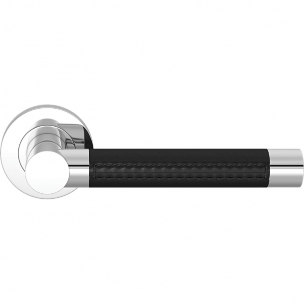 Turnstyle Design Door handle - Black leather / Bright chrome - Model R3073