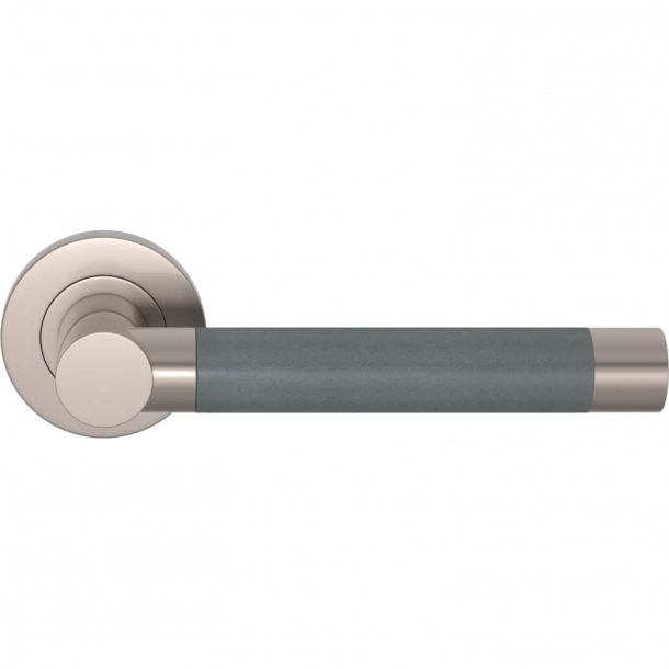 Turnstyle Design Door handle - Slate gray leather / Satin nickel - Model R3083
