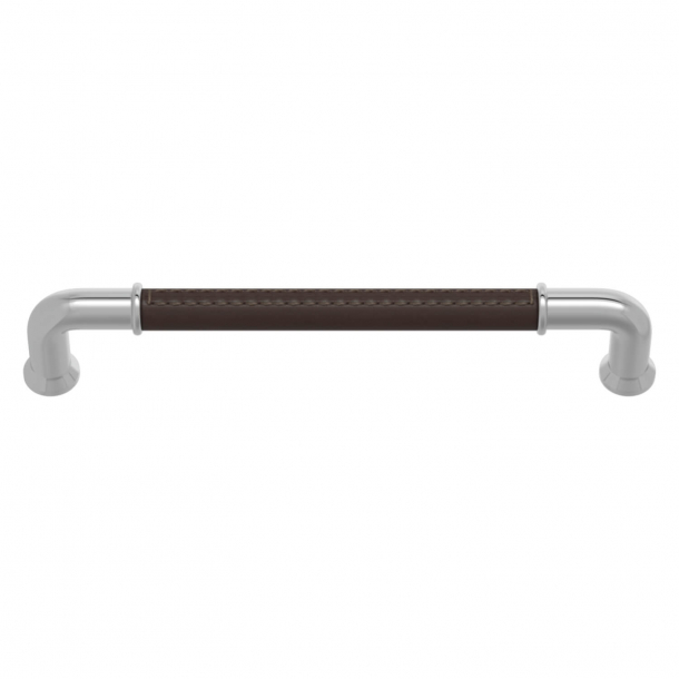 Turnstyle Designs Møbelgreb - Chokoladefarvet læder / Blank krom - Model RF1910